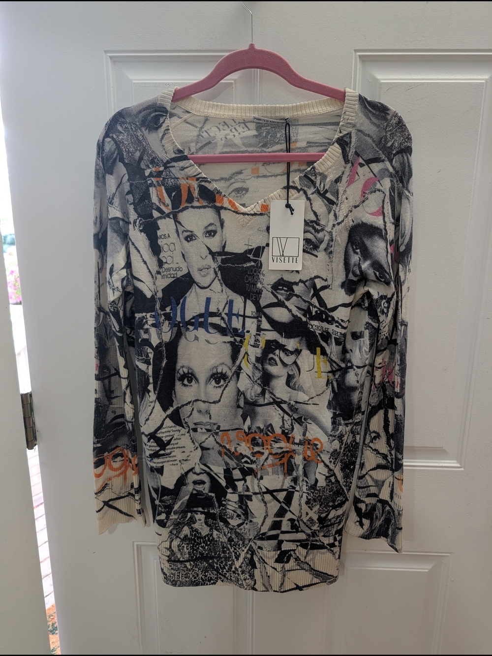 NWT Printed Artworks Cashmere Silk Blend Sweater